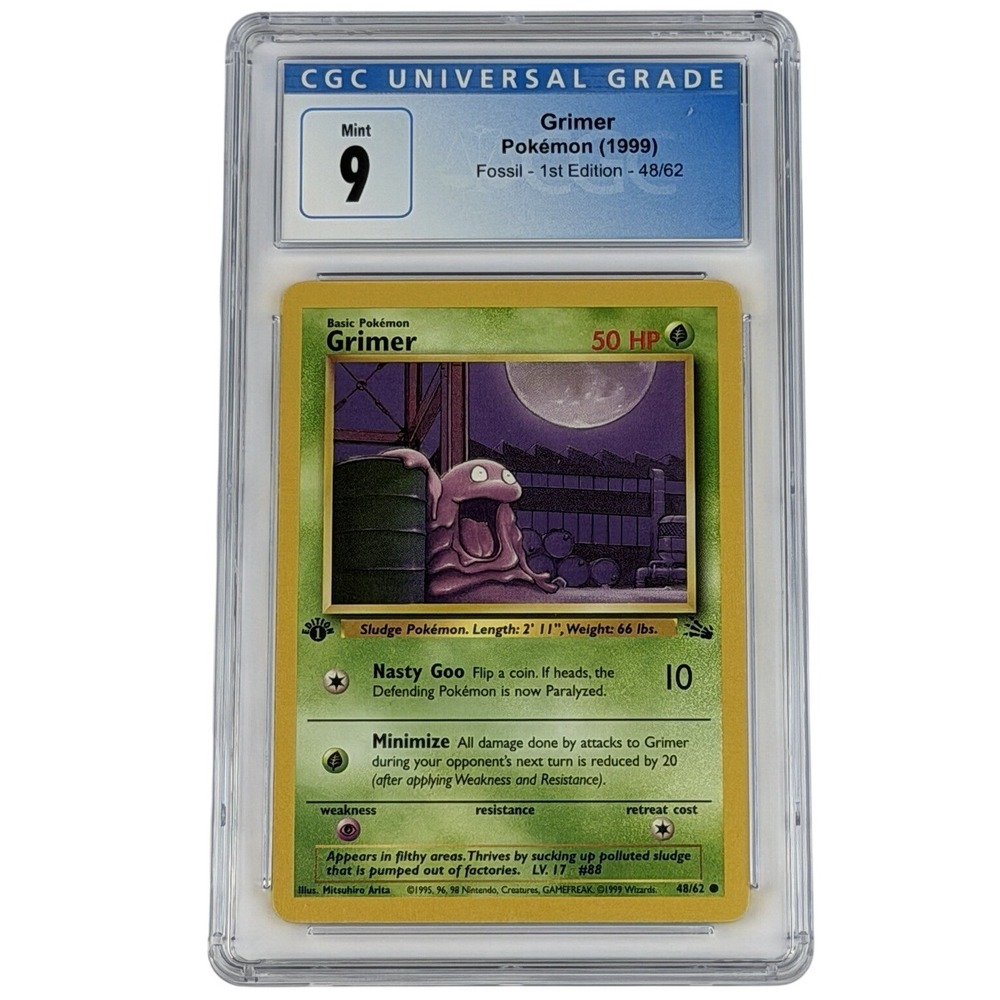 Pokemon Grimer 1st Edition Fossil 48/62 CGC‎ 9 Mint Blue Label TCG 1999 WotC Vtg